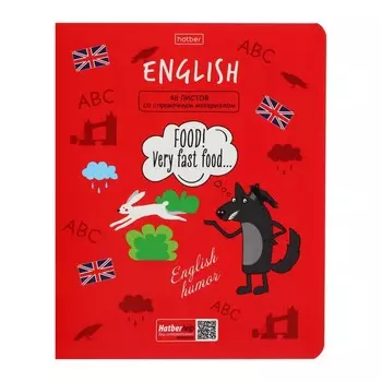 Тетрадь предметная Фразы, 48 листов, клетка, Английский язык, мелованный картон, закруглённые углы