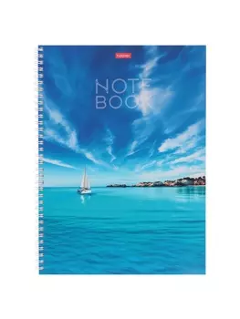 Тетрадь с тв/обл 120л А4 кл Hatber "Белеет парус", на гребне, многоцв, перфорац, S-touch