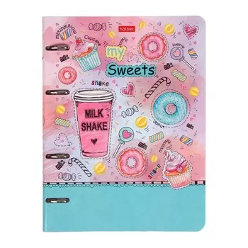 Тетредь на 4-х кольцах А5, 80 листов в клетку "Сделано с любовью", обложка слим-картон, глянцевая ламинация, блок офсет