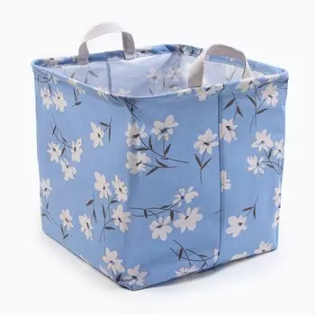 Корзина текстильная «Доляна. Цветы», 323232 см, голубая