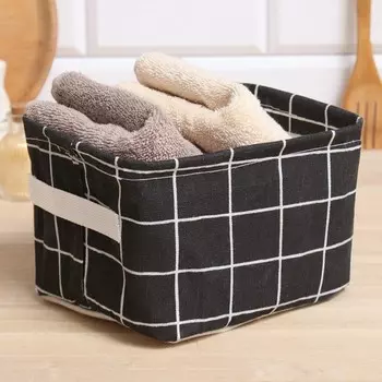 Текстильная корзинка Доляна «Клетка», чёрная, 121520 см