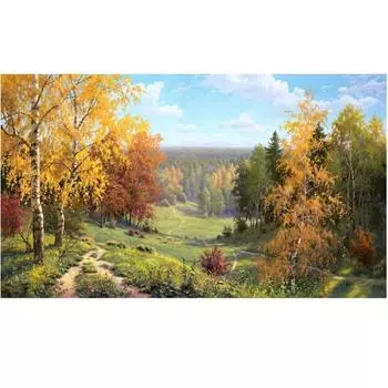 Ткань для вышивки лентами «Тропинка в лесу»