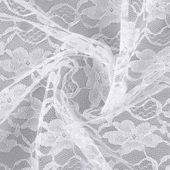 Ткань для рукоделия и шитья, гипюр, крупные цветы, ширина 160 см, белая