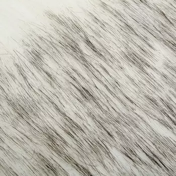 Ткань для рукоделия и шитья, мех длинноворсовой на трикотажной основе, ширина 155 см, бело-серая