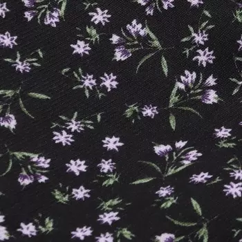 Ткань микровельвет «Васильки», 100% п/э, 140 г/м, шир. 150 +/- 5 см, чёрная