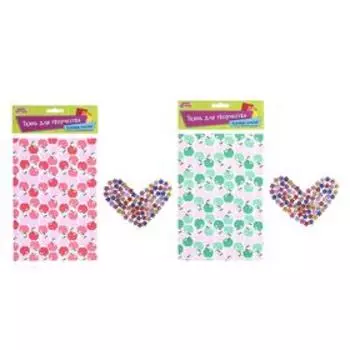 Ткань на клеевой основе для декора №3, размер листа: 21×14.5 см + стразы 5 г, цвета МИКС