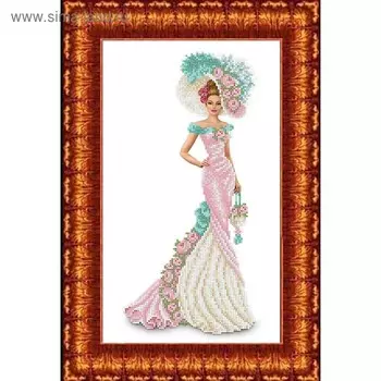 Ткань схема для бисера и креста «Дама с сумочкой»