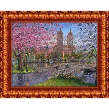 Ткань-схема для вышивки лентами на габардине Каролинка, 25х35 см