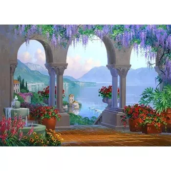 Ткань-схема для вышивки лентами на габардине Каролинка, 25х35 см