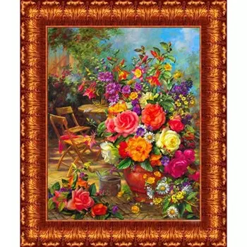 Ткань-схема для вышивки лентами на габардине Каролинка, 25х35 см