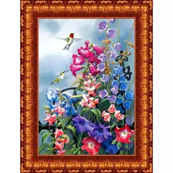 Ткань-схема для вышивки лентами на габардине Каролинка, 25х35 см