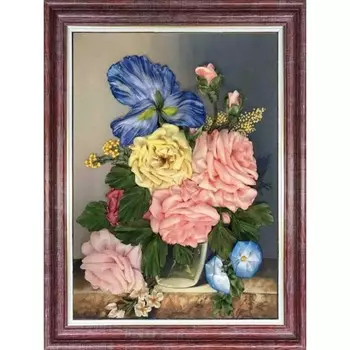 Ткань-схема для вышивки лентами на габардине Каролинка, 25х35 см