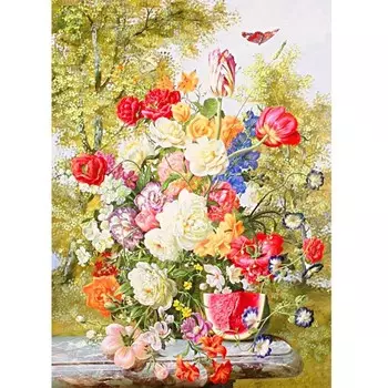 Ткань-схема для вышивки лентами на габардине Каролинка «Летнее наваждение», 25х36 см