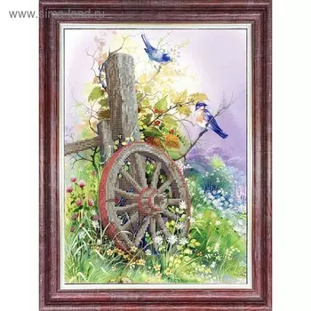 Ткань-схема на габардине для вышивки бисером и крестом «Старое колесо»