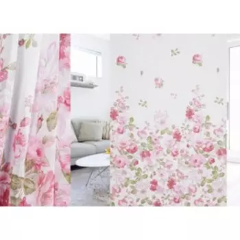 Ткань тюлевая Interio в рулоне, ширина 280 см, лён, печать