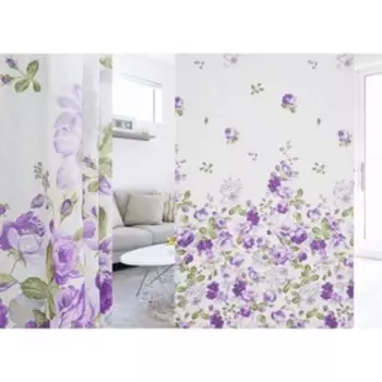 Ткань тюлевая Interio в рулоне, ширина 280 см, лён, печать