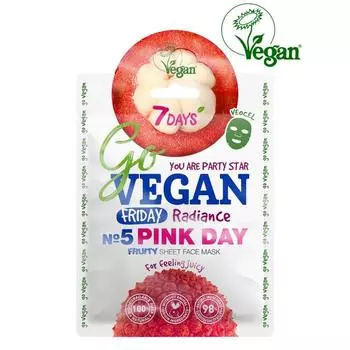 Тканевая fruity маска для лица 7 DAYS GO VEGAN Friday PINK DAY, 25 г