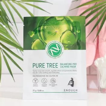 Тканевая маска для лица Enough успокаивающая с экстрактом чайного дерева, 25 мл