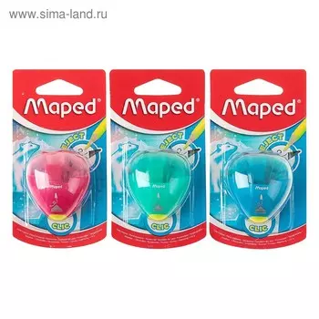 Точилка 1 отверстие с контейнером, Maped Clic, с защитой от сломанного грифеля, микс