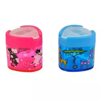 Точилка 2 отверстия с контейнером Happysharp, МИКС