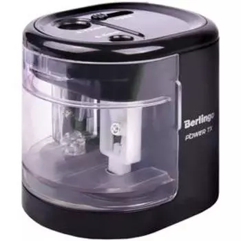 Точилка электрическая Berlingo Power TX, 2 отверстия, с контейнером, чёрная