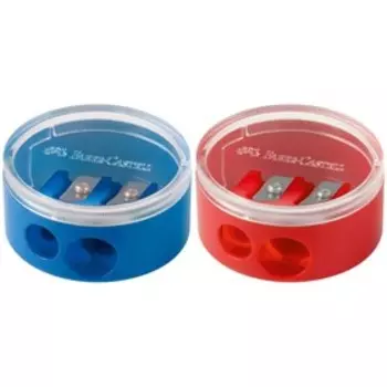 Точилка Faber-Castell с контейнером 2 отверстия, микс*3 цвета