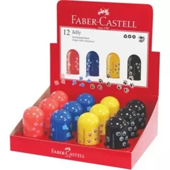Точилка пластиковая Faber-Castell Jelly, 1 отверстие, контейнер, МИКС