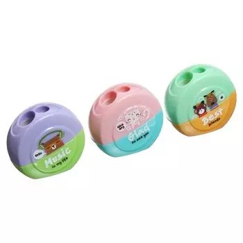 Точилка пластиковая MESHU "Best friends", 2 отверстия, МИКС