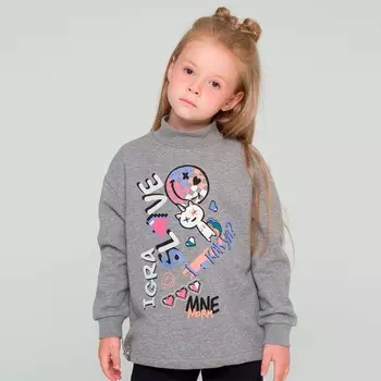 Толстовка для девочек, рост 104 см, цвет серый