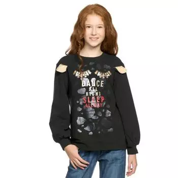 Толстовка для девочек, рост 128 см, цвет чёрный