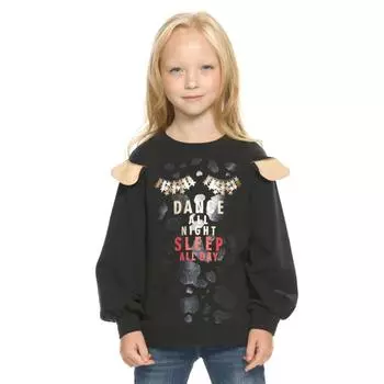 Толстовка для девочек, рост 92 см, цвет чёрный