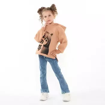 Толстовка для девочки, цвет песочный, рост 122 см