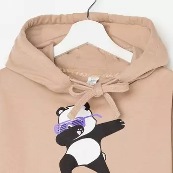 Толстовка для девочки НАЧЁС, цвет бежевый/панда, рост 122 см