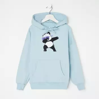 Толстовка для девочки НАЧЁС, цвет голубой/панда, рост 122 см