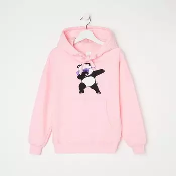 Толстовка для девочки НАЧЁС, цвет розовый/панда, рост 122 см