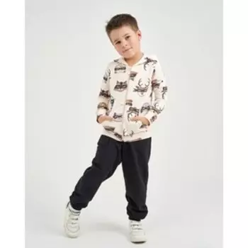Толстовка для мальчика, цвет бежевый/звери, рост 104