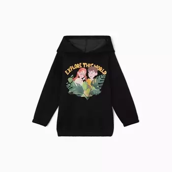 Толстовка (худи) детская MINAKU: Exclusive print, чёрная, Oversize, рост 104 см
