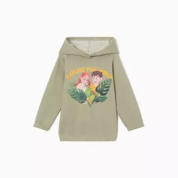 Толстовка (худи) детская MINAKU: Exclusive print, оливковая, Oversize, рост 104 см