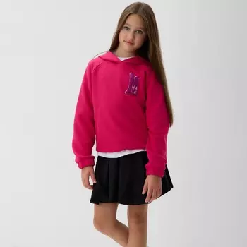 Толстовка (худи) детская MINAKU: Exclusive print, фуксия, рост 158 см