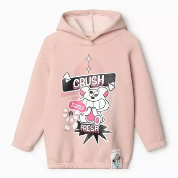 Толстовка (худи) для девочки MINAKU: CRUSH, розовая, рост 146 см