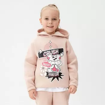 Толстовка (худи) для девочки MINAKU: CRUSH, розовая, рост 128 см