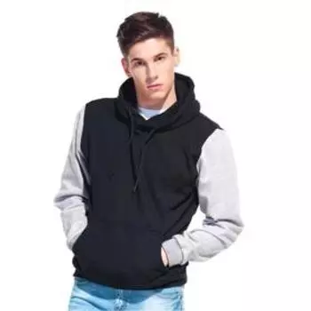 Толстовка мужская, размер 48, цвет чёрный/серый меланж