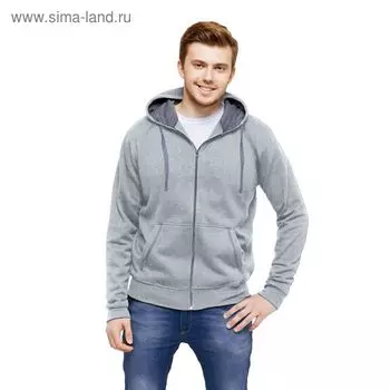 Толстовка мужская, размер 48, цвет серый меланж