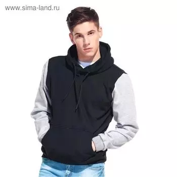 Толстовка мужская, размер 54, цвет чёрный/серый меланж