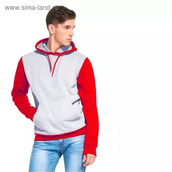 Толстовка мужская, размер 54, цвет красный/серый меланж