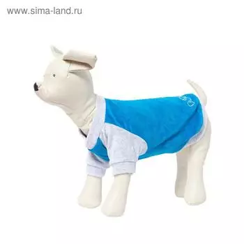 Толстовка Osso для собак, велюр, размер 30 (ДС 30, ОГ 37-39 см), бирюзовая