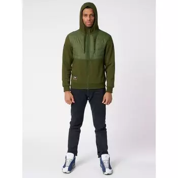 Толстовка с капюшоном мужская на молнии цвета хаки, размер 48