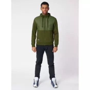 Толстовка с капюшоном мужская на молнии цвета хаки, размер 56