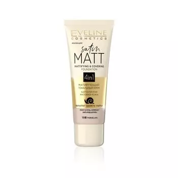Тональный крем Eveline Satin Matt, фильтрат секрета улитки, тон 105 porcelain, 30 мл