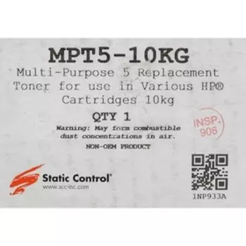 Тонер Static Control MPT5-10KG, для HP LJ1200/4100/5000, флакон 10000гр, чёрный